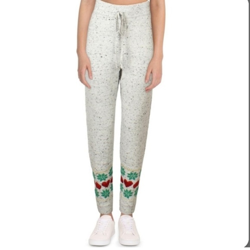 NWT 99 Jane Street Gray Holiday Print knit Jogger Sweatpants Size Large